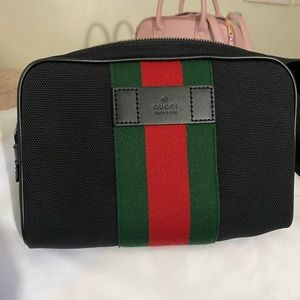 Gucci Belt New Gg Logo Web Fanny Belt Pack Black Red Canvas Cross Body Bag